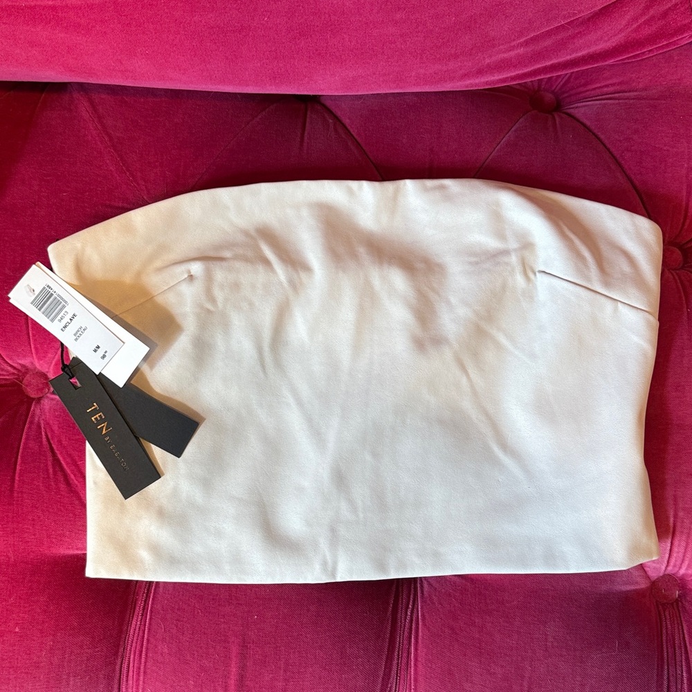 Vegan Leather Cream Strapless Top